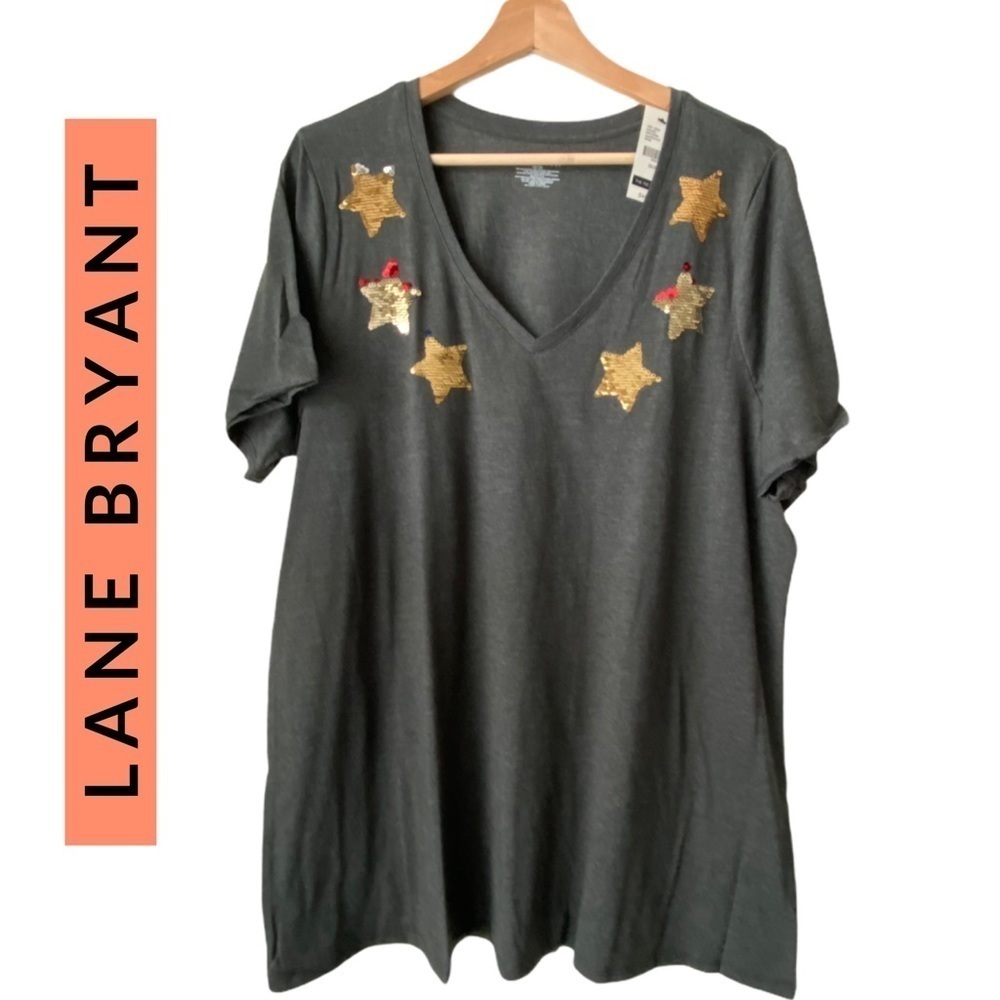 Lane Bryant Sequin Stars T-shirt NWT - Picture 7 of 7